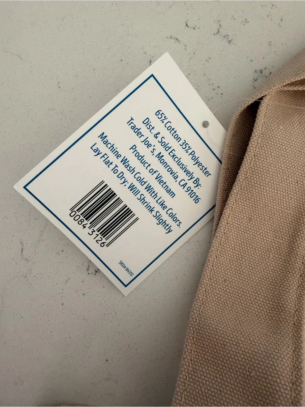 Trader Joe's Striped Canvas Mini Tote - Khaki & Cream - BNWT